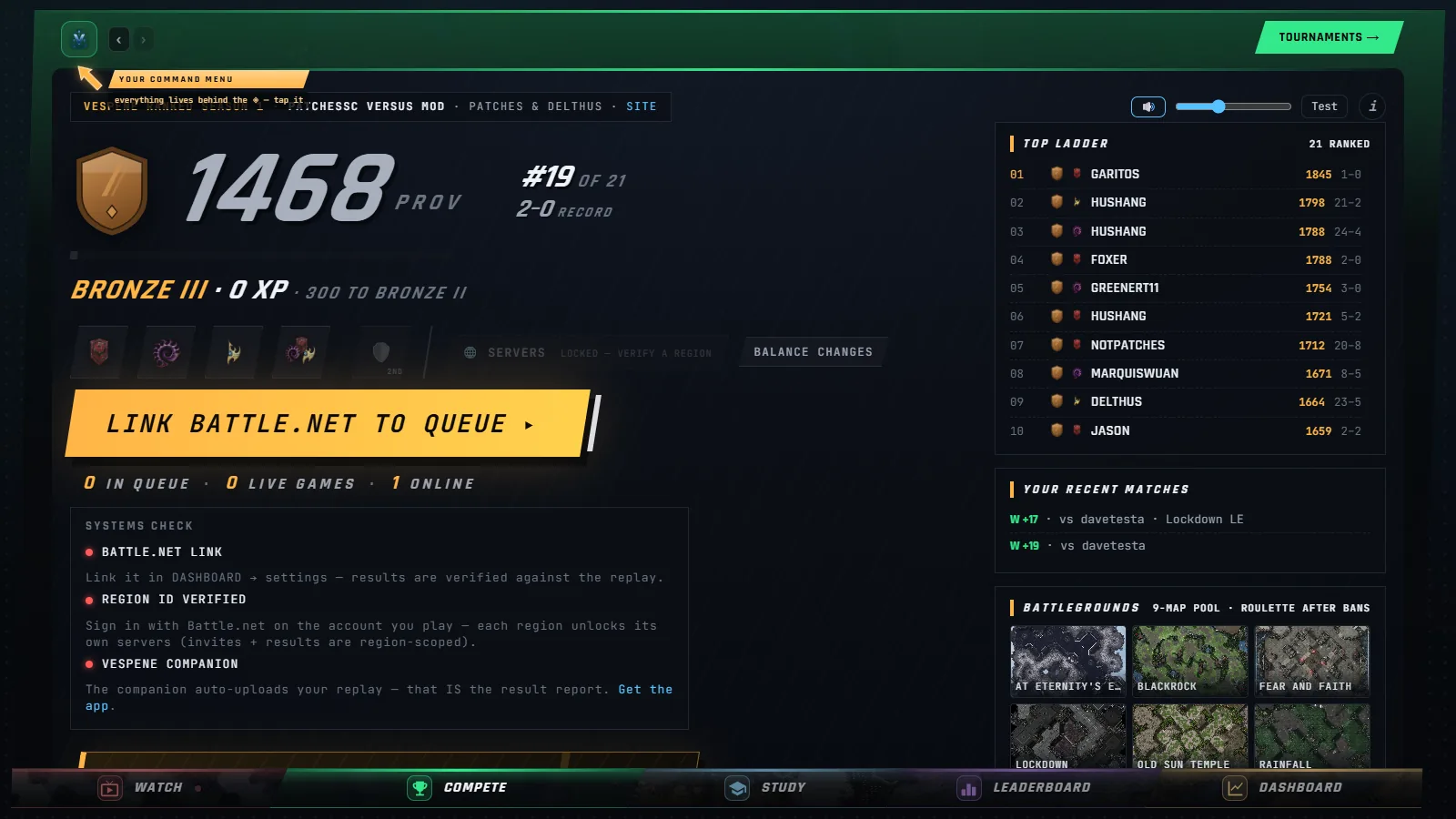 The War Room, the ranked queue screen